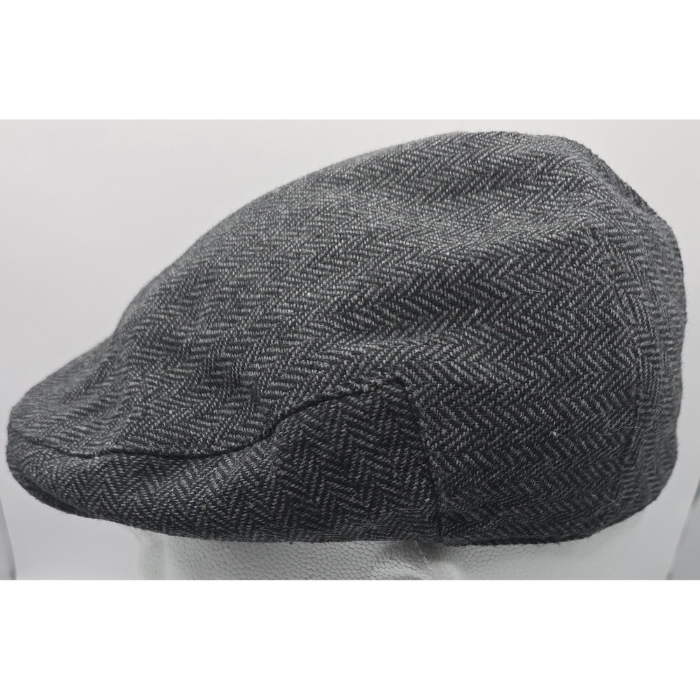 Dark Gray Herringbone Wool Newsboy Golf Cap Gatsby Driver Hat 7 1/4‎ Adjustable